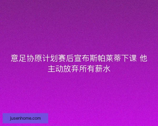 意足协原计划赛后宣布斯帕莱蒂下课 他主动放弃所有薪水