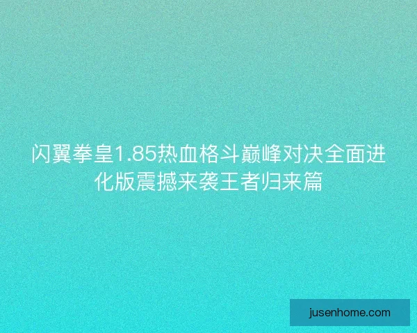 闪翼拳皇1.85热血格斗巅峰对决全面进化版震撼来袭王者归来篇