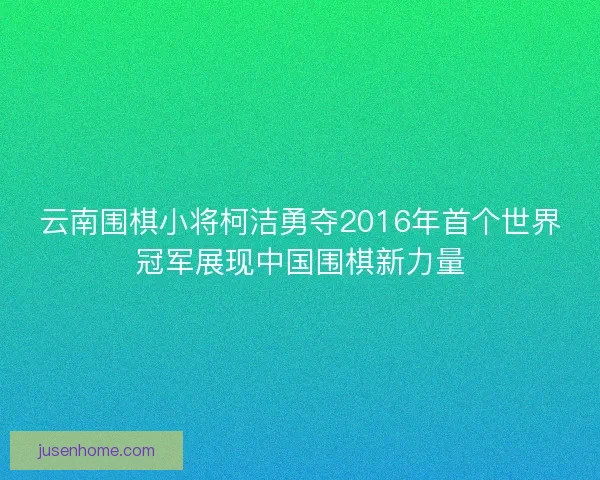 云南围棋小将柯洁勇夺2016年首个世界冠军展现中国围棋新力量